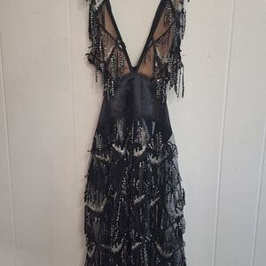 Elegant Black Beaded Dress
